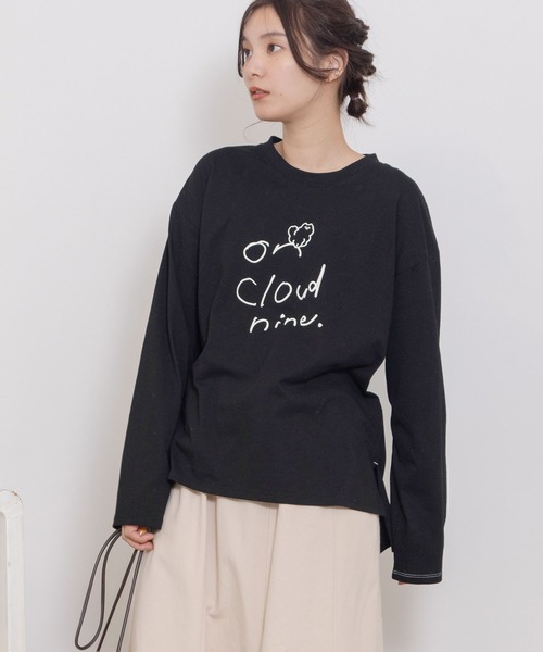 POU DOU DOU(プードゥドゥ)の「on cloud nine発泡プリントロンTee(Tシャツ/カットソー・レディース・ピンク/ブラック/オフホワイト・3)」の1枚目の写真