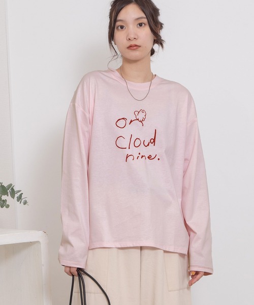 POU DOU DOU(プードゥドゥ)の「on cloud nine発泡プリントロンTee(Tシャツ/カットソー・レディース・ピンク/ブラック/オフホワイト・3)」の4枚目の写真