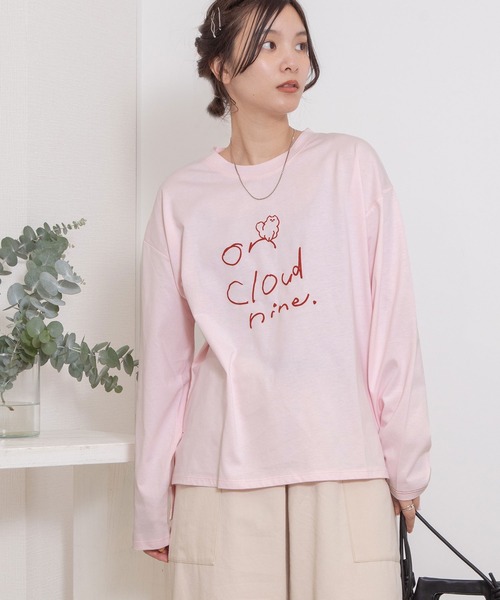 POU DOU DOU(プードゥドゥ)の「on cloud nine発泡プリントロンTee(Tシャツ/カットソー・レディース・ピンク/ブラック/オフホワイト・3)」の5枚目の写真