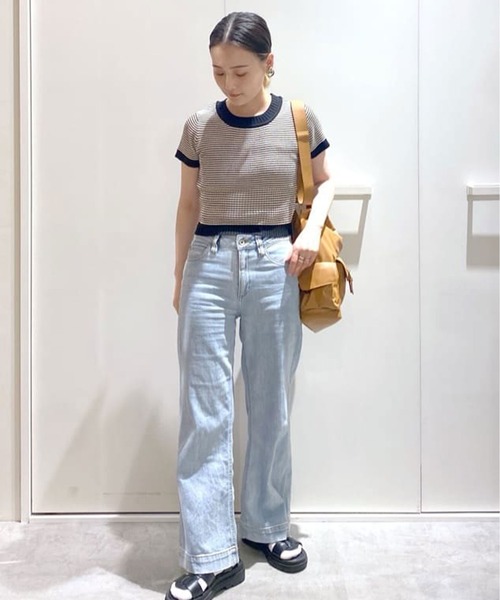 極美品 プリーツプリーズ 4 ストレートパンツ ブルーグリーン crie conforto | ジオメトリックフラワープリントパンツ (パンツ