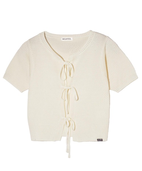 MILKFED.(ミルクフェド)の「KNIT BOLERO(カーディガン/ボレロ・レディース・オフホワイト/ブラック/ピンク・ONE SIZE)」の2枚目の写真