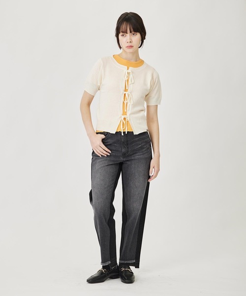 MILKFED.(ミルクフェド)の「KNIT BOLERO(カーディガン/ボレロ・レディース・オフホワイト/ブラック/ピンク・ONE SIZE)」の6枚目の写真