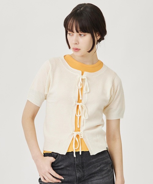 MILKFED.(ミルクフェド)の「KNIT BOLERO(カーディガン/ボレロ・レディース・オフホワイト/ブラック/ピンク・ONE SIZE)」の15枚目の写真