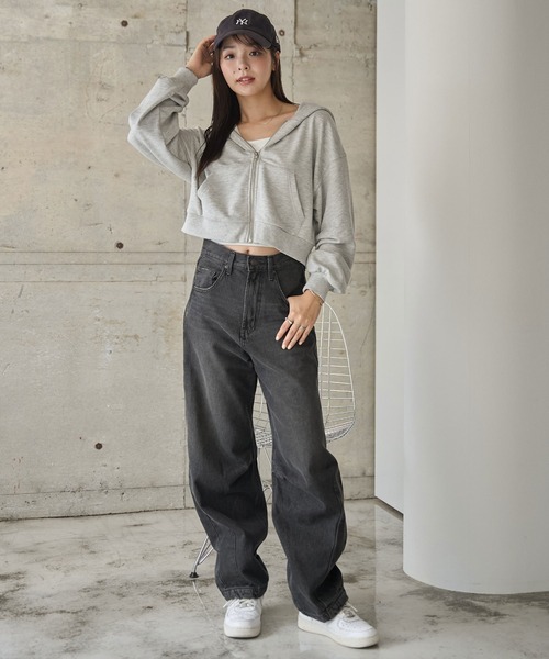 WEGO(ウィゴー)の「WEGO/ショートジップパーカー(パーカー・レディース・ブラック/アイボリー/杢グレー/ブラック系その他/ホワイト系その他・FREE)」の13枚目の写真