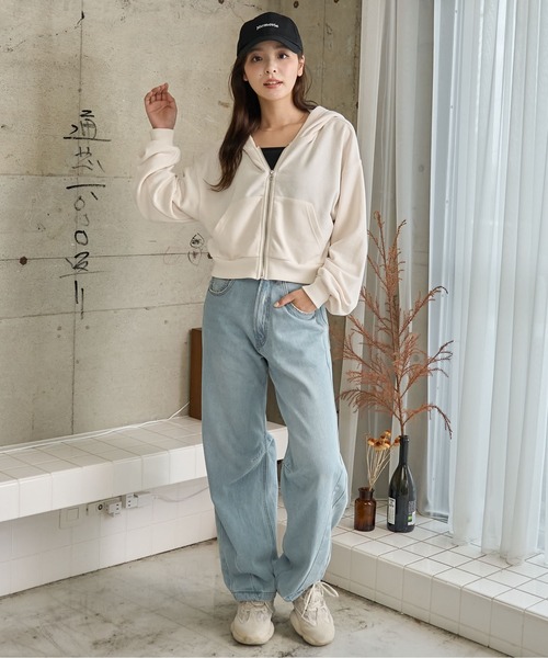 WEGO(ウィゴー)の「WEGO/ショートジップパーカー(パーカー・レディース・ブラック/アイボリー/杢グレー/ブラック系その他/ホワイト系その他・FREE)」の10枚目の写真