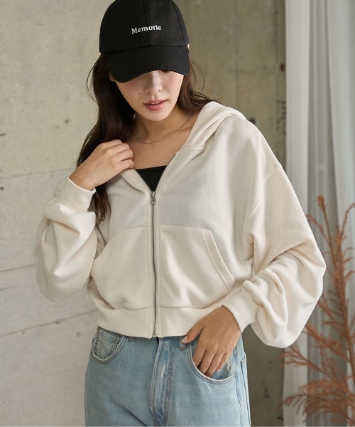 WEGO(ウィゴー)の「WEGO/ショートジップパーカー(パーカー・レディース・ブラック/アイボリー/杢グレー/ブラック系その他/ホワイト系その他・FREE)」の14枚目の写真