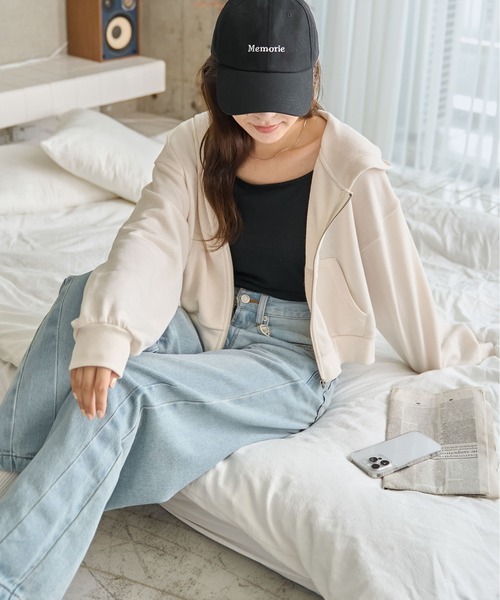 WEGO(ウィゴー)の「WEGO/ショートジップパーカー(パーカー・レディース・ブラック/アイボリー/杢グレー/ブラック系その他/ホワイト系その他・FREE)」の15枚目の写真