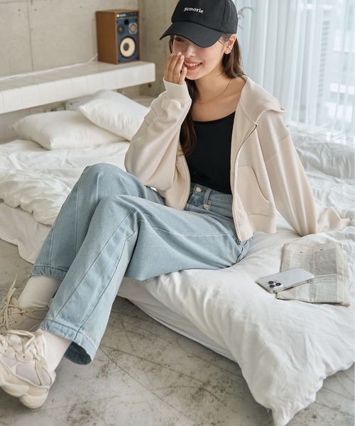 WEGO(ウィゴー)の「WEGO/ショートジップパーカー(パーカー・レディース・ブラック/アイボリー/杢グレー/ブラック系その他/ホワイト系その他・FREE)」の16枚目の写真