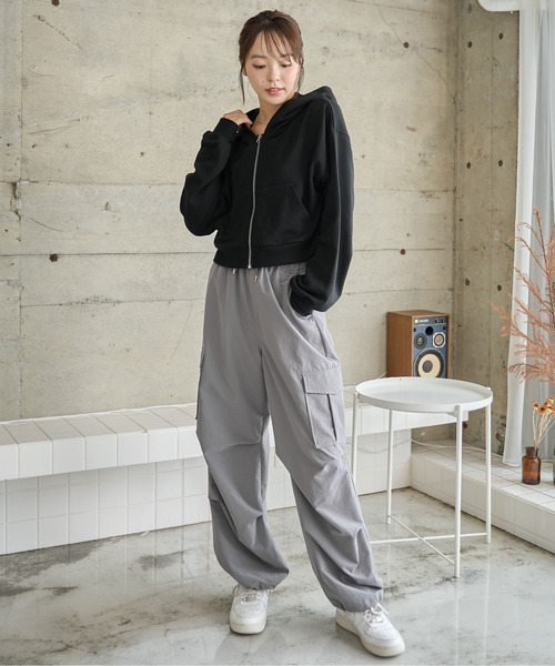 WEGO(ウィゴー)の「WEGO/ショートジップパーカー(パーカー・レディース・ブラック/アイボリー/杢グレー/ブラック系その他/ホワイト系その他・FREE)」の12枚目の写真