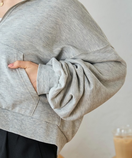 WEGO(ウィゴー)の「WEGO/ショートジップパーカー(パーカー・レディース・ブラック/アイボリー/杢グレー/ブラック系その他/ホワイト系その他・FREE)」の8枚目の写真