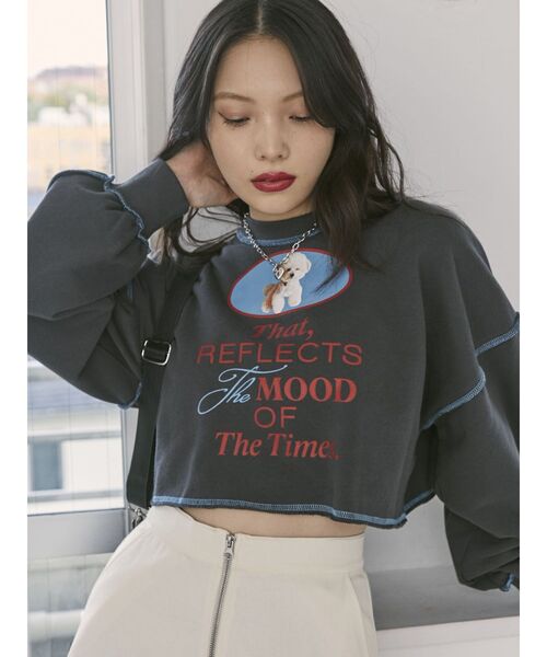 jouetie(ジュエティ)の「DOGクロップドプルオーバー(スウェット・レディース・ブラック/グレー/グリーン・MEDIUM)」の4枚目の写真