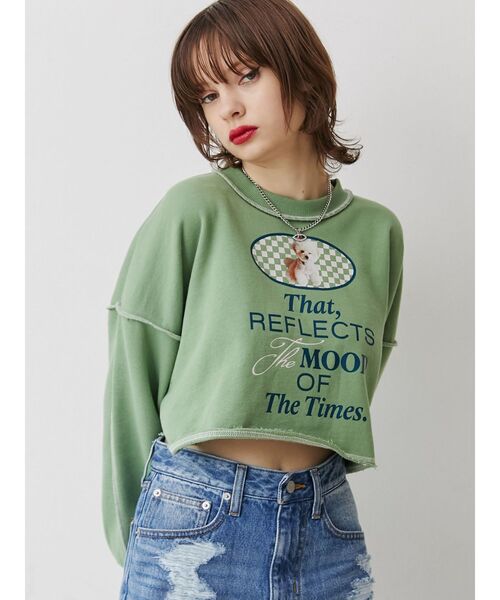 jouetie(ジュエティ)の「DOGクロップドプルオーバー(スウェット・レディース・ブラック/グレー/グリーン・MEDIUM)」の5枚目の写真