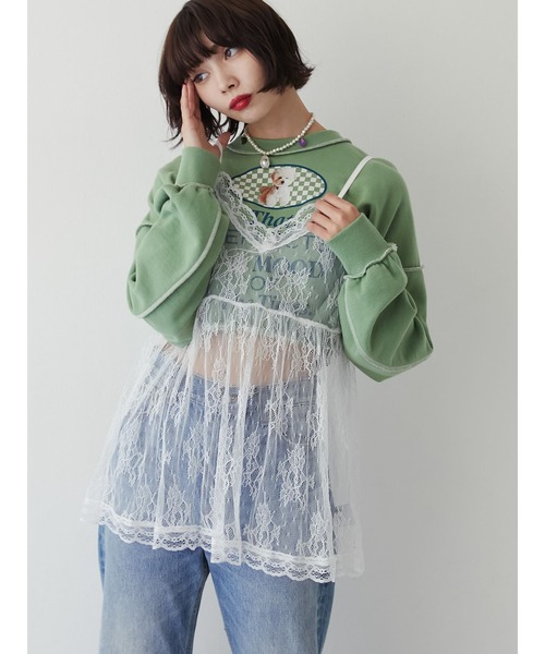 jouetie(ジュエティ)の「DOGクロップドプルオーバー(スウェット・レディース・ブラック/グレー/グリーン・MEDIUM)」の14枚目の写真