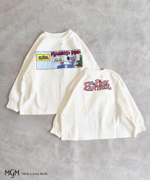 MARKEY'S(マーキーズ)の「【PINK PANTHER/ピンクパンサー】別注プリントロンT(80~150cm)(Tシャツ/カットソー・キッズ・チャコール/オフホワイト/ピンク・80/90/95/100/110/120/130/140/150)」の2枚目の写真