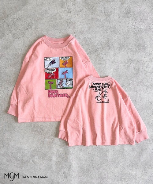 MARKEY'S(マーキーズ)の「【PINK PANTHER/ピンクパンサー】別注プリントロンT(80~150cm)(Tシャツ/カットソー・キッズ・チャコール/オフホワイト/ピンク・80/90/95/100/110/120/130/140/150)」の5枚目の写真