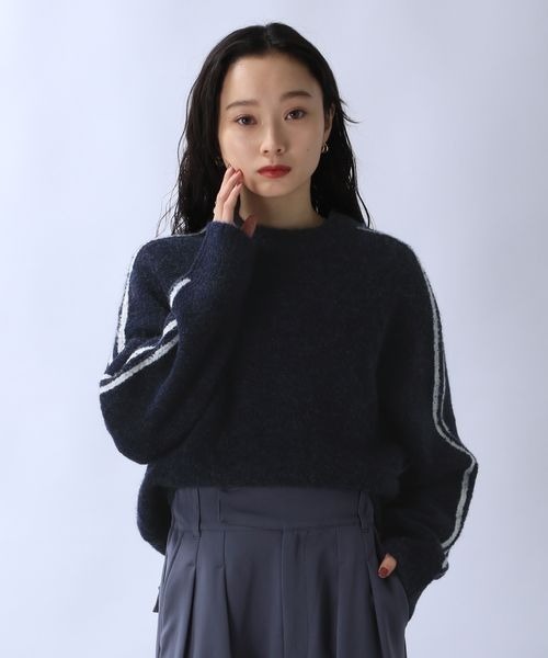 JEANASIS（ジーナシス）の「ラインブークレショートプルオーバー/104702（ニット/セーター・レディース・ネイビー系/ホワイト系その他/グレー系その他・FREE）」の11枚目の写真