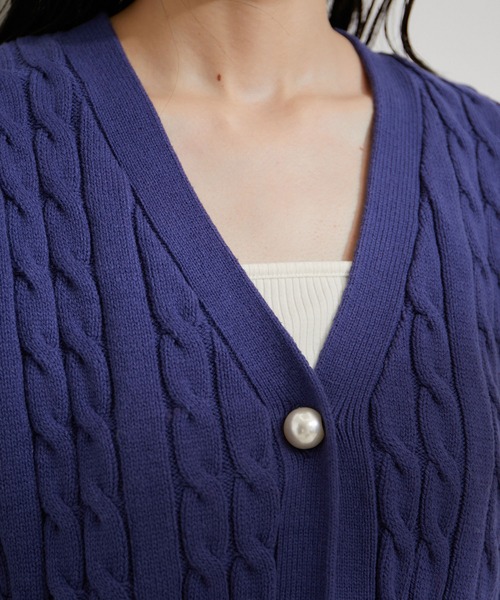 セール】パール釦ケーブルカーディガン（カーディガン/ボレロ）｜VIS