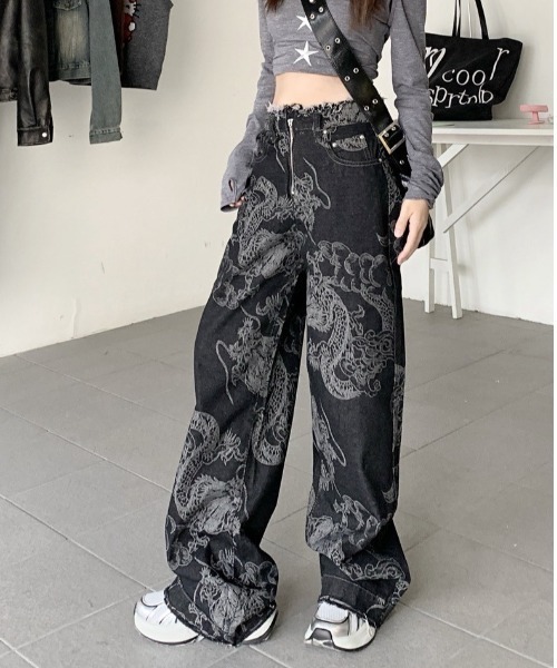 almo（アルモ）の「チャイナドラゴンデニムパンツ(BQ)（デニムパンツ・レディース・ブラック・LARGE/MEDIUM）」の4枚目の写真