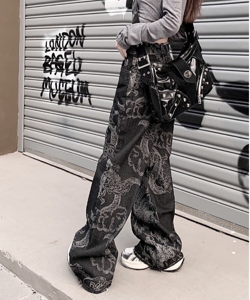 almo（アルモ）の「チャイナドラゴンデニムパンツ(BQ)（デニムパンツ・レディース・ブラック・LARGE/MEDIUM）」の5枚目の写真