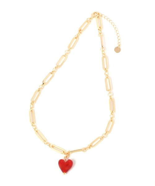 niko and（ニコアンド）の「ガラスハートチェーンネックレス