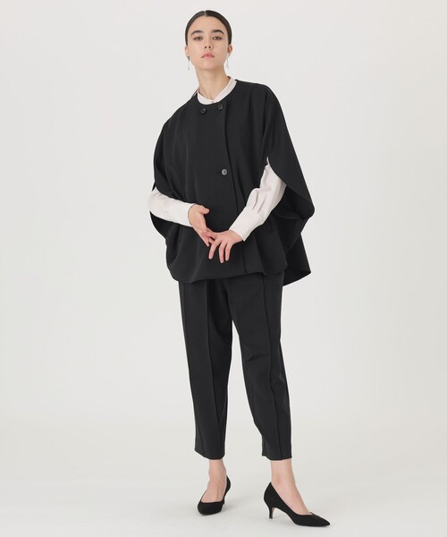 CAST:（キャストコロン）の「【イチオシ/セットアップ】ラウンドフォルムジャージージャケット（ノーカラージャケット・レディース・オフホワイト/ブラック・M）」の18枚目の写真