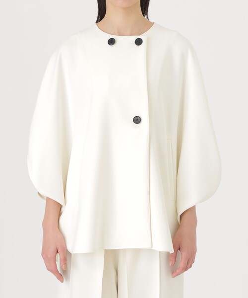 CAST:（キャストコロン）の「【イチオシ/セットアップ】ラウンドフォルムジャージージャケット（ノーカラージャケット・レディース・オフホワイト/ブラック・M）」の21枚目の写真