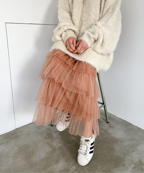 EPIMI E'PIMMY（エピミエピミー）の「ティアードラメチュールスカート（スカート・レディース・チャコールグレー/ブラック/ピンクベージュ/アイボリー・MEDIUM）」の4枚目の写真