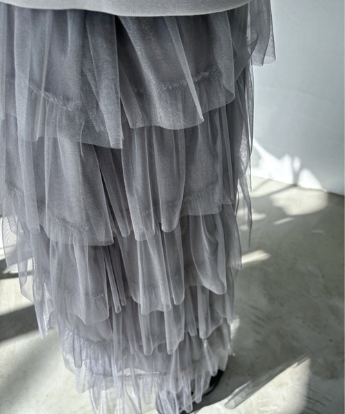 EPIMI E'PIMMY（エピミエピミー）の「ティアードラメチュールスカート（スカート・レディース・チャコールグレー/ブラック/ピンクベージュ/アイボリー・MEDIUM）」の5枚目の写真