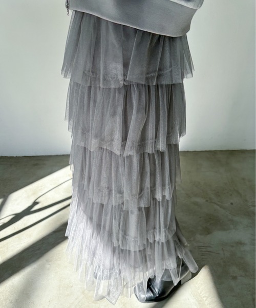 EPIMI E'PIMMY（エピミエピミー）の「ティアードラメチュールスカート（スカート・レディース・チャコールグレー/ブラック/ピンクベージュ/アイボリー・MEDIUM）」の10枚目の写真