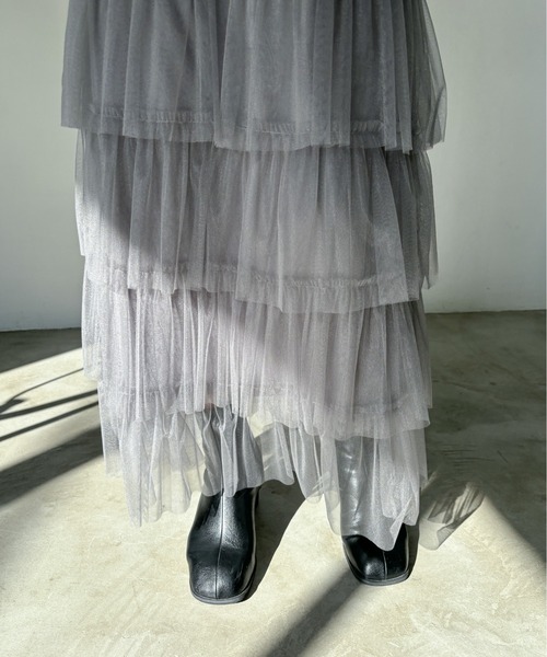 EPIMI E'PIMMY（エピミエピミー）の「ティアードラメチュールスカート（スカート・レディース・チャコールグレー/ブラック/ピンクベージュ/アイボリー・MEDIUM）」の12枚目の写真