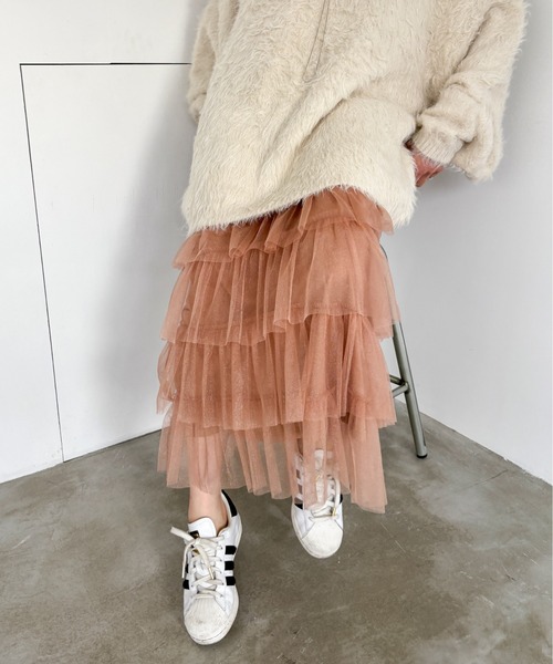 EPIMI E'PIMMY（エピミエピミー）の「ティアードラメチュールスカート（スカート・レディース・チャコールグレー/ブラック/ピンクベージュ/アイボリー・MEDIUM）」の15枚目の写真