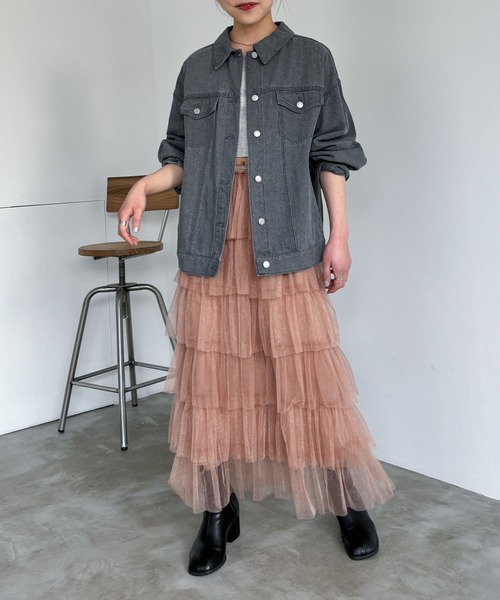 EPIMI E'PIMMY（エピミエピミー）の「ティアードラメチュールスカート（スカート・レディース・チャコールグレー/ブラック/ピンクベージュ/アイボリー・MEDIUM）」の18枚目の写真