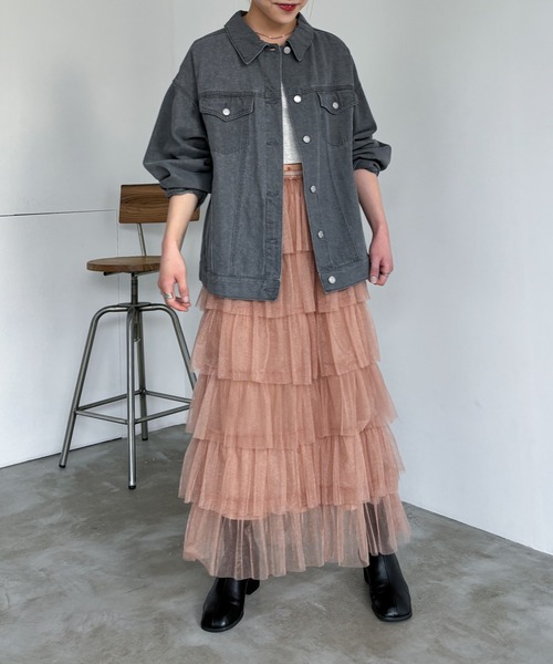 EPIMI E'PIMMY（エピミエピミー）の「ティアードラメチュールスカート（スカート・レディース・チャコールグレー/ブラック/ピンクベージュ/アイボリー・MEDIUM）」の16枚目の写真