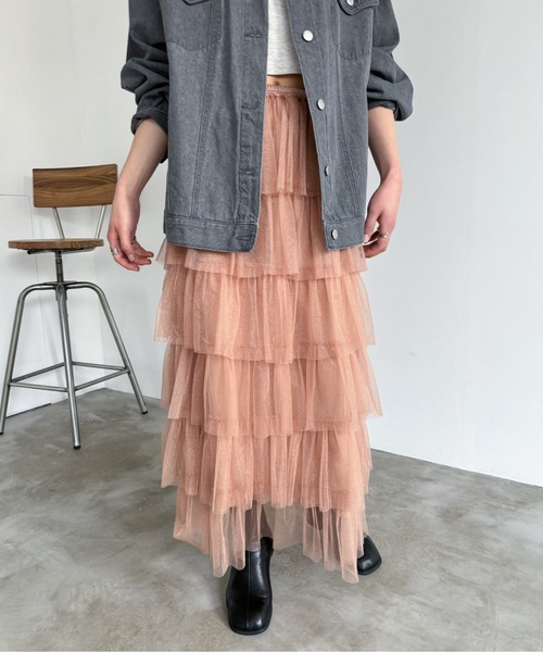 EPIMI E'PIMMY（エピミエピミー）の「ティアードラメチュールスカート（スカート・レディース・チャコールグレー/ブラック/ピンクベージュ/アイボリー・MEDIUM）」の8枚目の写真