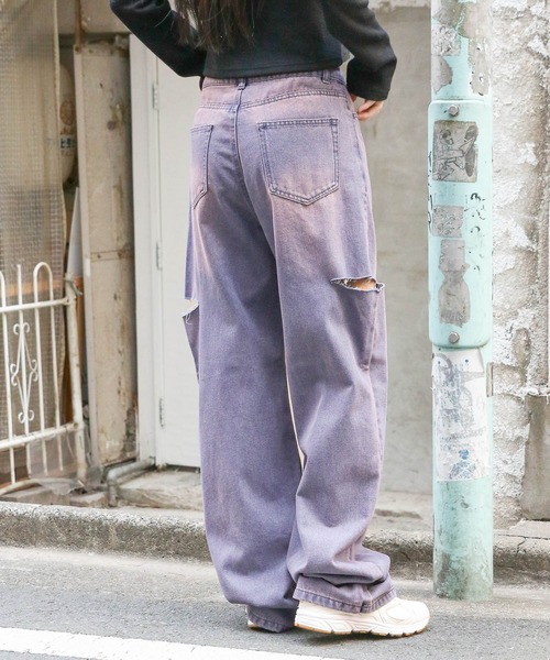 3.3 Field Trip （3.3フィールドトリップ）の「3.3 Field Trip／サイドカットデニム 2100043（デニムパンツ・レディース・パープル/ブラック・MEDIUM/LARGE）」の7枚目の写真
