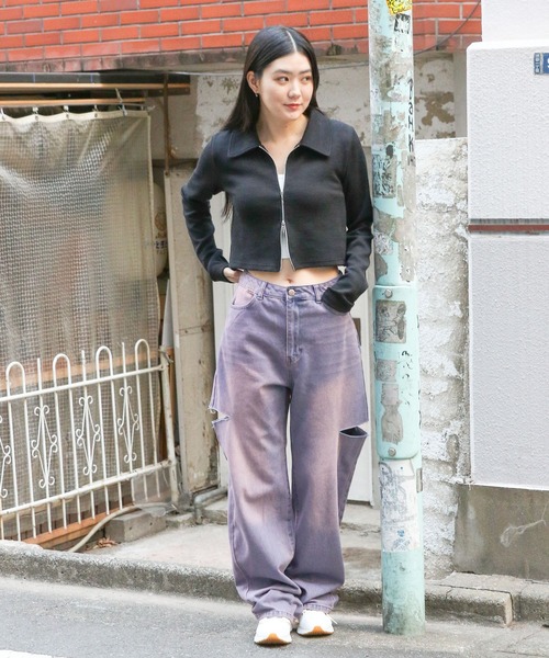 3.3 Field Trip （3.3フィールドトリップ）の「3.3 Field Trip／サイドカットデニム 2100043（デニムパンツ・レディース・パープル/ブラック・MEDIUM/LARGE）」の3枚目の写真