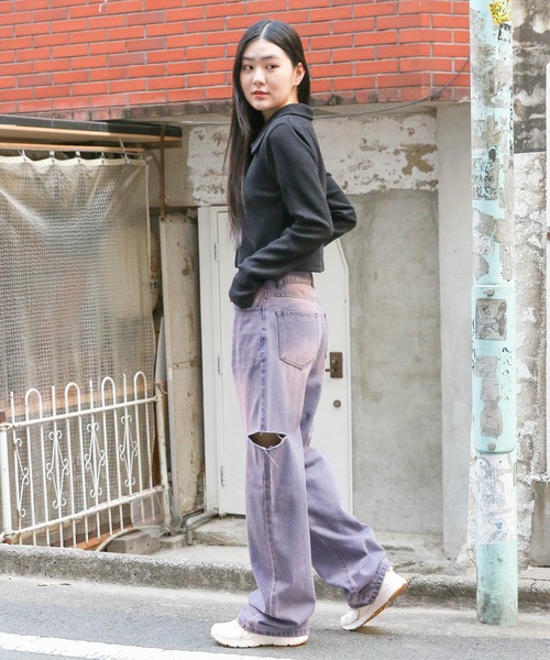 3.3 Field Trip （3.3フィールドトリップ）の「3.3 Field Trip／サイドカットデニム 2100043（デニムパンツ・レディース・パープル/ブラック・MEDIUM/LARGE）」の5枚目の写真