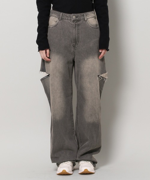 3.3 Field Trip （3.3フィールドトリップ）の「3.3 Field Trip／サイドカットデニム 2100043（デニムパンツ・レディース・パープル/ブラック・MEDIUM/LARGE）」の12枚目の写真