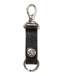 24SS【新品】☆CALEE：シルバー925　スターコンチョ　レザーキーリング CALEE - SILVER STAR CONCHO LEATHER KEY RING (BLACK