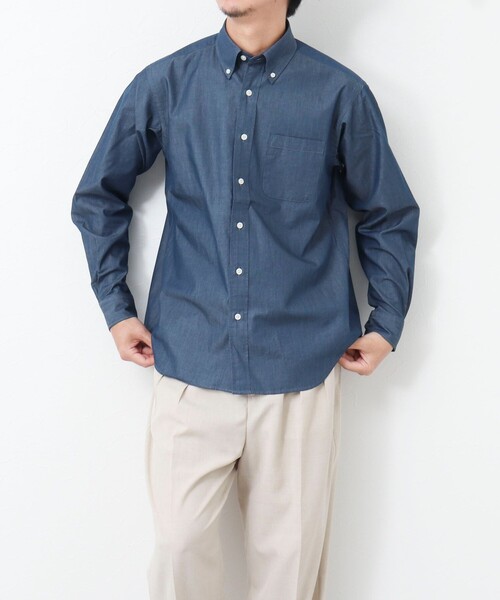 NOLLEY'S goodman（ノーリーズグッドマン）の「【WORK ABOUT】デニムライク ボタンダウンシャツ（シャツ/ブラウス・メンズ・ブラック/ネイビー・S/M/L/XL）」の5枚目の写真
