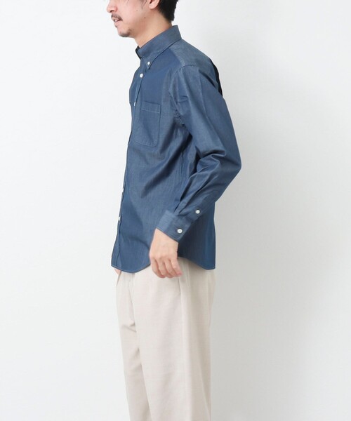 NOLLEY'S goodman（ノーリーズグッドマン）の「【WORK ABOUT】デニムライク ボタンダウンシャツ（シャツ/ブラウス・メンズ・ブラック/ネイビー・S/M/L/XL）」の6枚目の写真
