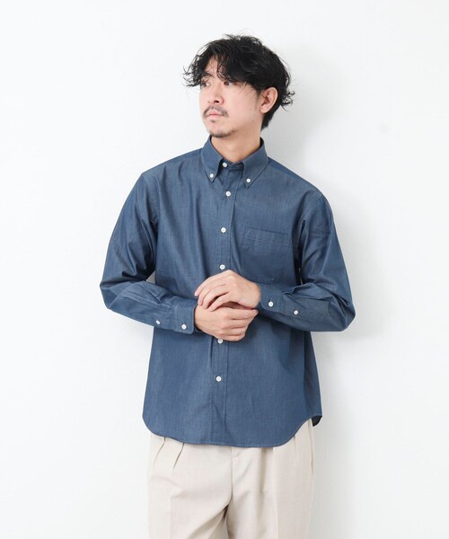NOLLEY'S goodman（ノーリーズグッドマン）の「【WORK ABOUT】デニムライク ボタンダウンシャツ（シャツ/ブラウス・メンズ・ブラック/ネイビー・S/M/L/XL）」の7枚目の写真