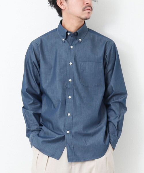NOLLEY'S goodman（ノーリーズグッドマン）の「【WORK ABOUT】デニムライク ボタンダウンシャツ（シャツ/ブラウス・メンズ・ブラック/ネイビー・S/M/L/XL）」の9枚目の写真