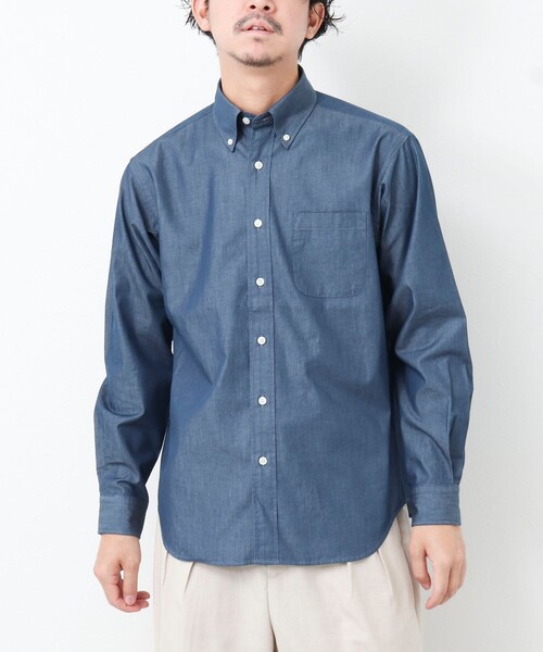 NOLLEY'S goodman（ノーリーズグッドマン）の「【WORK ABOUT】デニムライク ボタンダウンシャツ（シャツ/ブラウス・メンズ・ブラック/ネイビー・S/M/L/XL）」の10枚目の写真