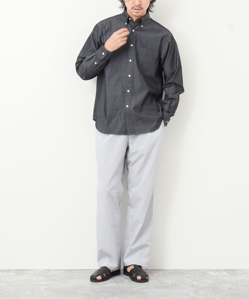 NOLLEY'S goodman（ノーリーズグッドマン）の「【WORK ABOUT】デニムライク ボタンダウンシャツ（シャツ/ブラウス・メンズ・ブラック/ネイビー・S/M/L/XL）」の12枚目の写真