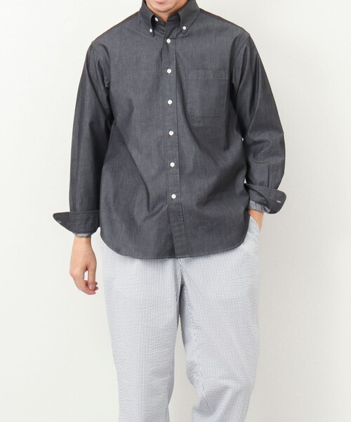 NOLLEY'S goodman（ノーリーズグッドマン）の「【WORK ABOUT】デニムライク ボタンダウンシャツ（シャツ/ブラウス・メンズ・ブラック/ネイビー・S/M/L/XL）」の13枚目の写真