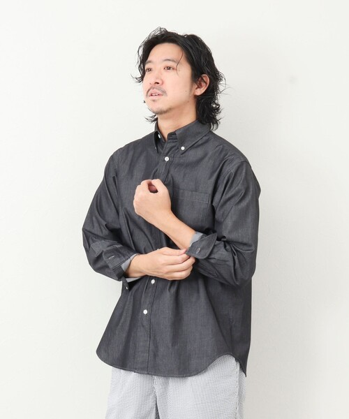 NOLLEY'S goodman（ノーリーズグッドマン）の「【WORK ABOUT】デニムライク ボタンダウンシャツ（シャツ/ブラウス・メンズ・ブラック/ネイビー・S/M/L/XL）」の16枚目の写真