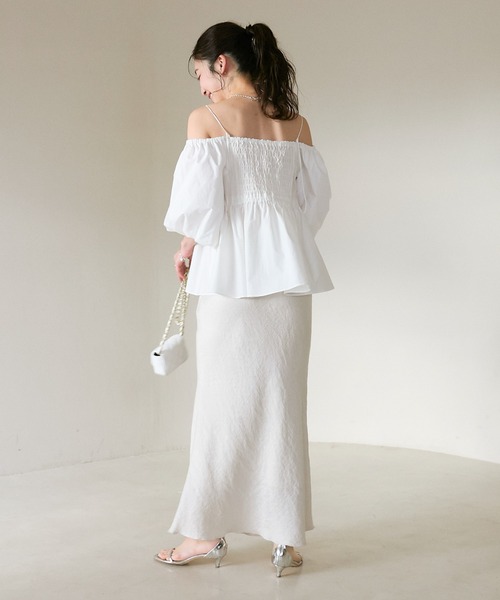 セール】きらきらサテンロングナロースカート（スカート）｜La