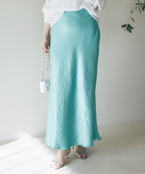 きらきらサテンロングナロースカート（スカート）｜La boutique BonBon