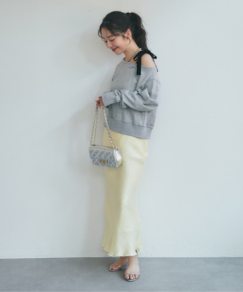 きらきらサテンロングナロースカート　サイズ38 La boutique Bonbon（ラブティックボンボン） スカート きらきらサテン